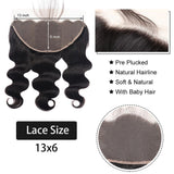 Body Wave 13*6 Lace Frontal Virgin Human Hair Natural Black