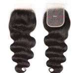 Body Wave 4*4  Lace Closure Virgin Human Hair Natural Black