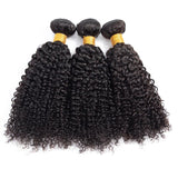 Bundle Deals With Closure Kinky Curly Virgin Human Hair Natural Black