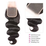 Body Wave 4*4  Lace Closure Virgin Human Hair Natural Black