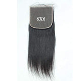 Straight  6*6  Lace Closure Virgin Human Hair Natural Black