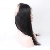 Straight  360  Lace Frontal Virgin Human Hair Natural Black