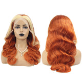 Blond Front/Orange Back 613/#350 Highlight  13x4  Transparent Frontal Lace Wig Body Wave Color Wig