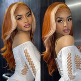 Blond Front/Orange Back 613/#350 Highlight  13x4  Transparent Frontal Lace Wig Body Wave Color Wig