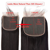 Straight  7*7 Lace Closure Virgin Human Hair Natural Black