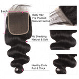 Body Wave 6*6 Lace Closure Virgin Human Hair Natural Black