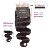 Body Wave 7*7  Lace Closure Virgin Human Hair Natural Black