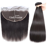 Straight  13*6  Lace Frontal  Virgin Human Hair Natural Black