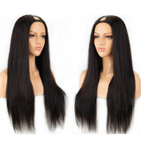 Straight #1B Natural Black U Part Wigs 100% Virgin Human Hair 180% Density