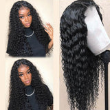 Deep Wave Full Frontal 13*4 Transparent Lace Wig Naturlal Black