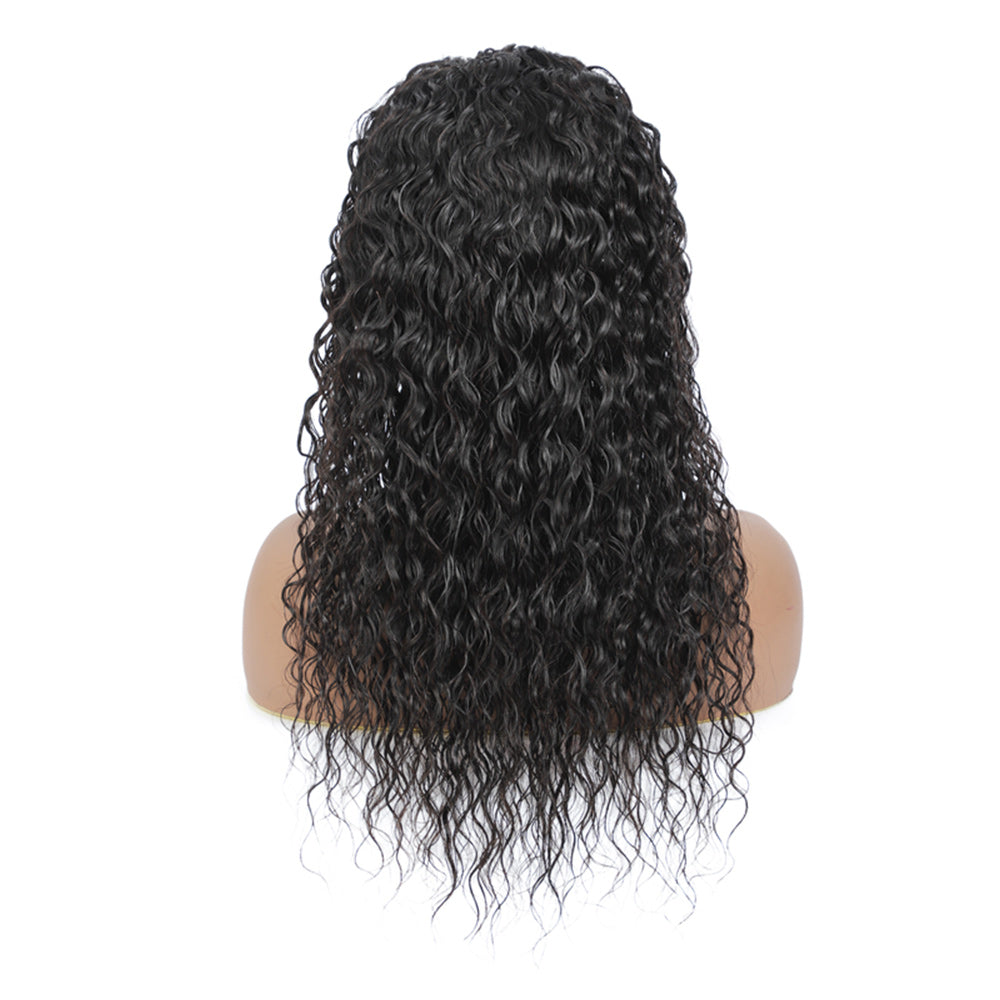 Water Wave Full Frontal 13*4 Transparent Lace Wig Naturlal Black