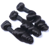 Bundle Deals With Closure Loose Wave Virgin Human Hair Natural Black