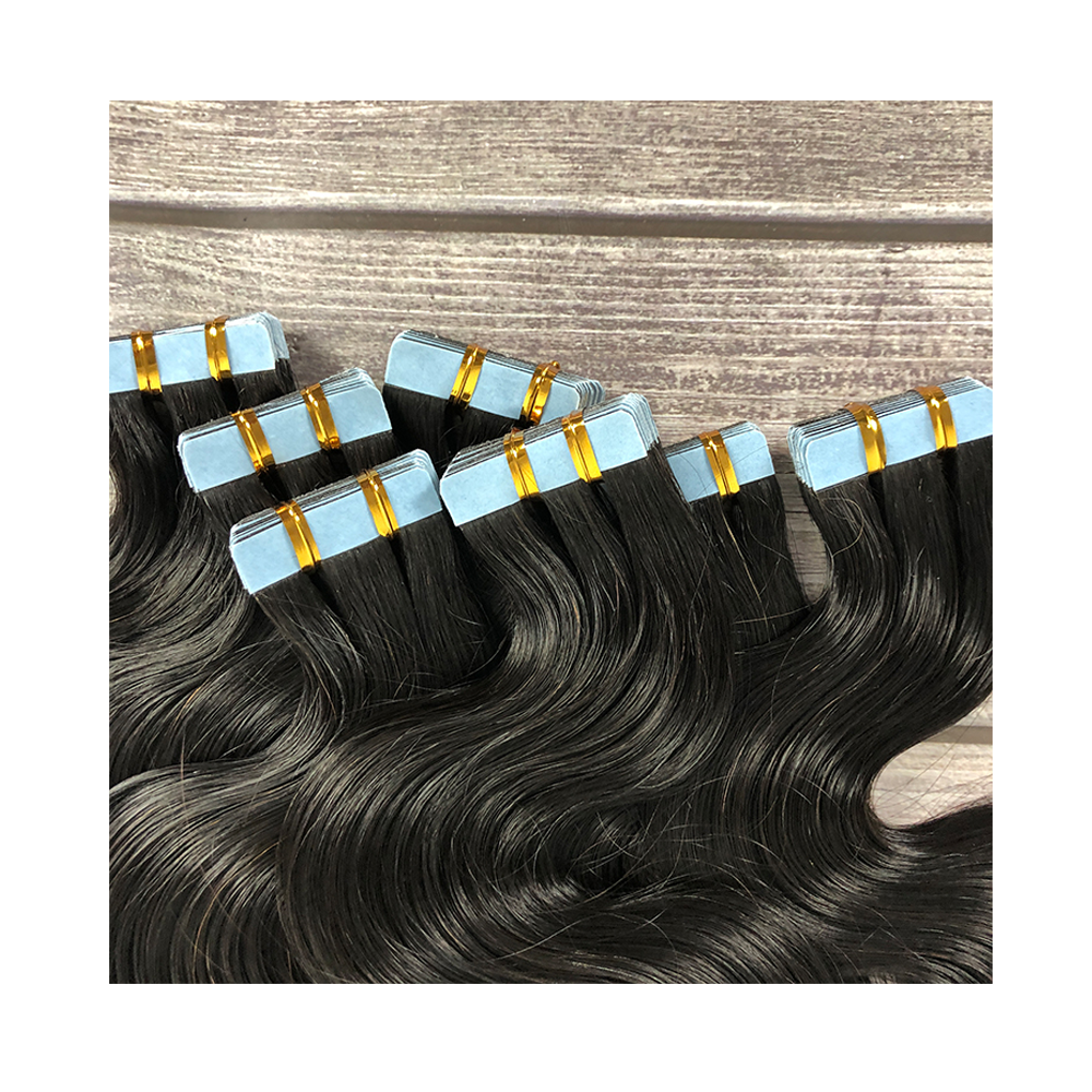 Body Wave Virgin Human Hair Tape In Natural Black  (40pcs/100grams)