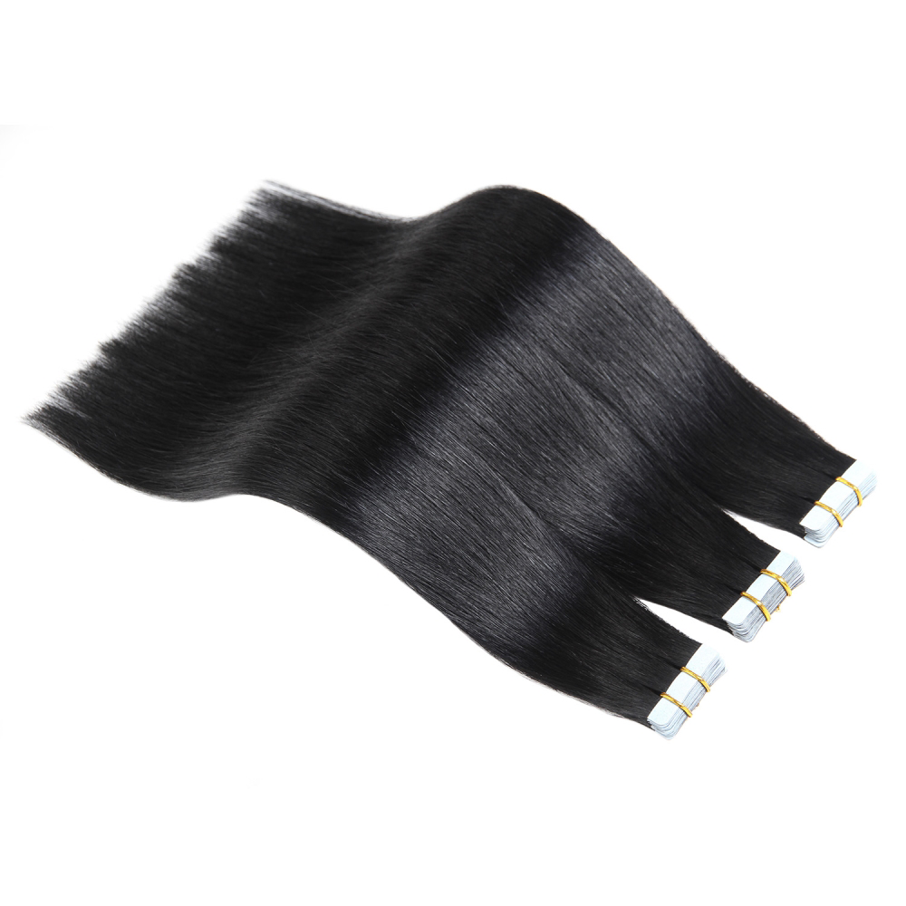 Straight Virgin Human Hair  Tape In Natural Black (40pcs/100grams)